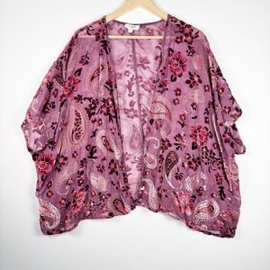 Paisley Burnout Velvet Kimono Cardigan Duster Whimsygoth Romantic Fairy Boho S/M